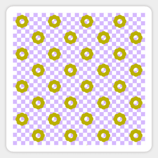 Checkers and Daisies (lilac-puce) Sticker